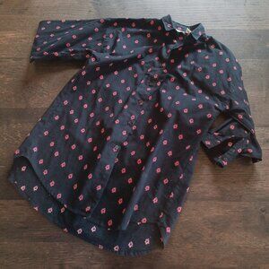 VTG Gypsy Pier 1 Womens Oversized Boho Shirt India Cotton Pink Floral 90s Baggy